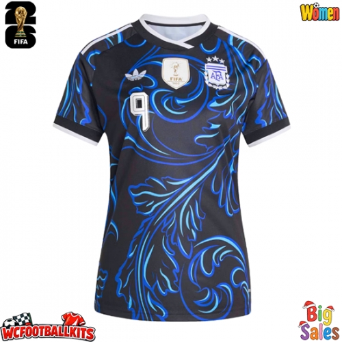 Argentina Julian Alvarez #9 Replica Away Stadium Shirt for Women World Cup 2026 Short Sleeve